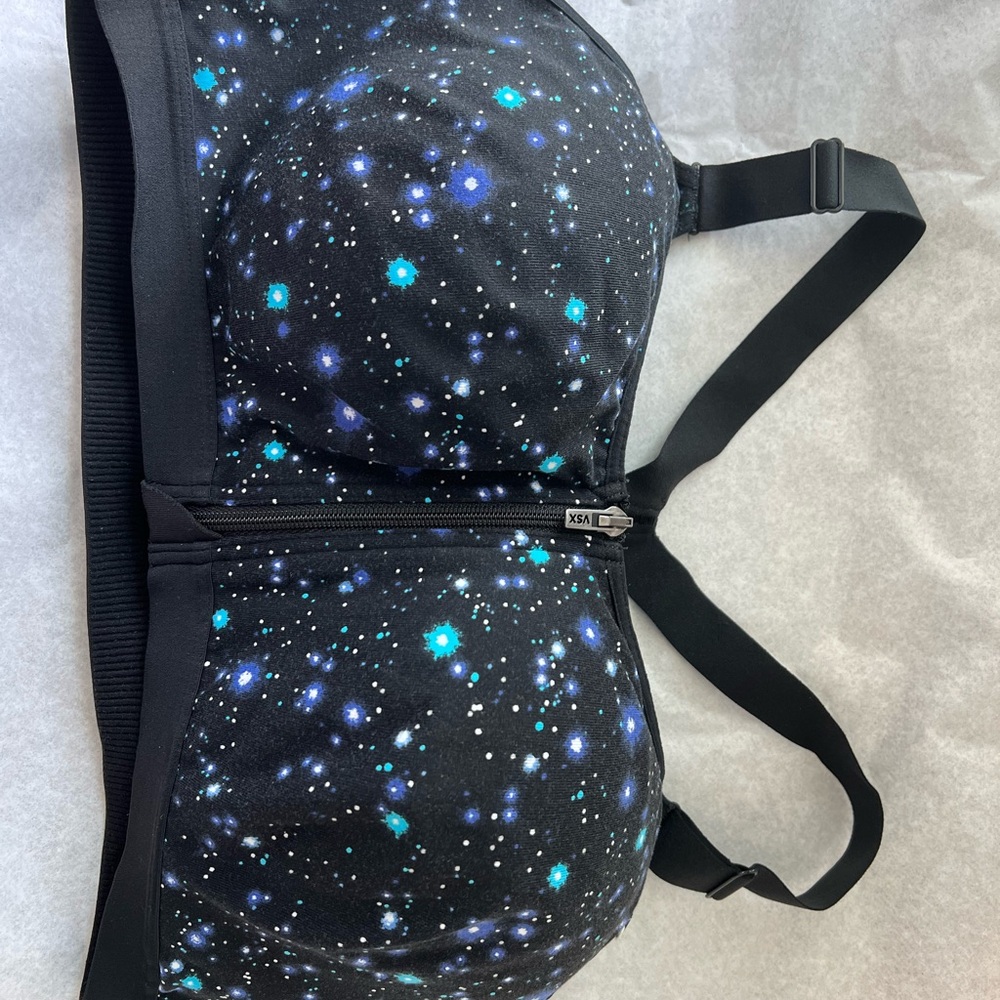 Victoria's Secret Black Galaxy Zip-Front Sports Bra